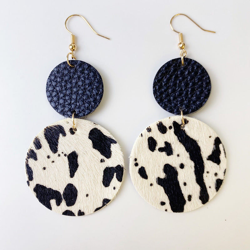 Genuine Cowhide Leather Dangle Earrings BLUE ZONE PLANET