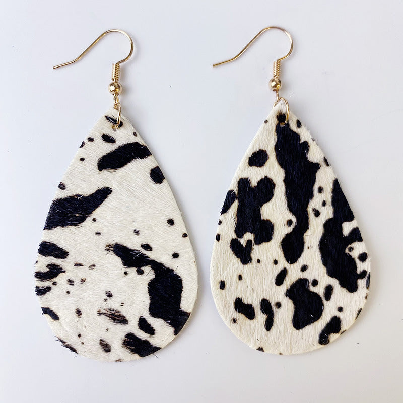 Genuine Cowhide Leather Dangle Earrings BLUE ZONE PLANET