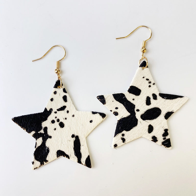 Genuine Cowhide Leather Dangle Earrings BLUE ZONE PLANET