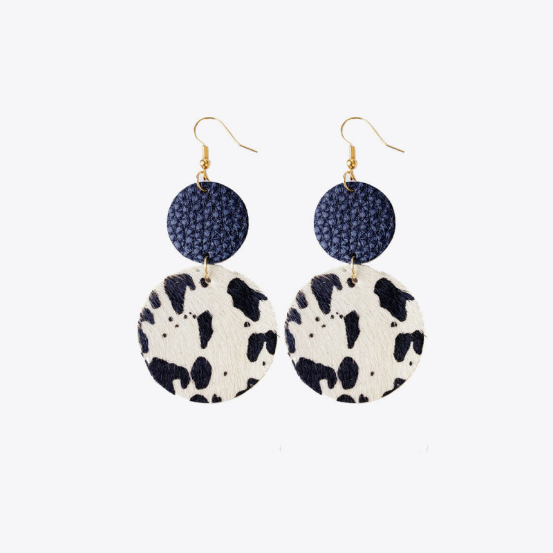 Genuine Cowhide Leather Dangle Earrings BLUE ZONE PLANET