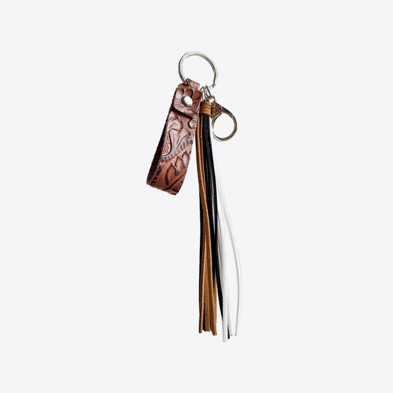 Genuine Leather Tassel Keychain BLUE ZONE PLANET