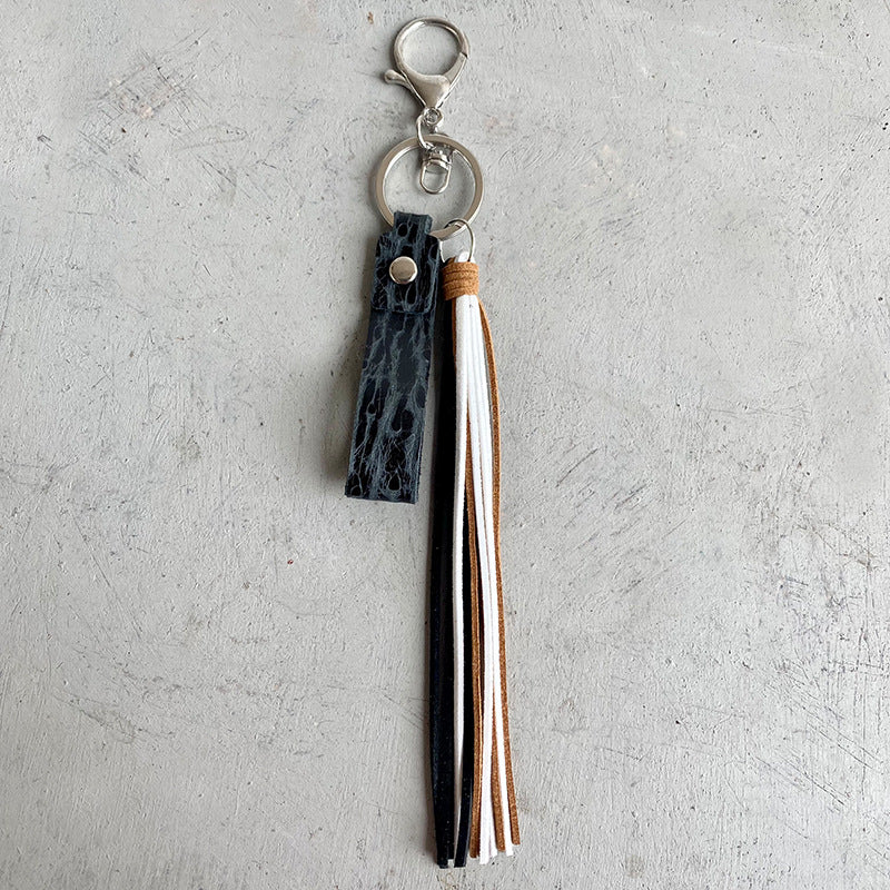 Genuine Leather Tassel Keychain BLUE ZONE PLANET