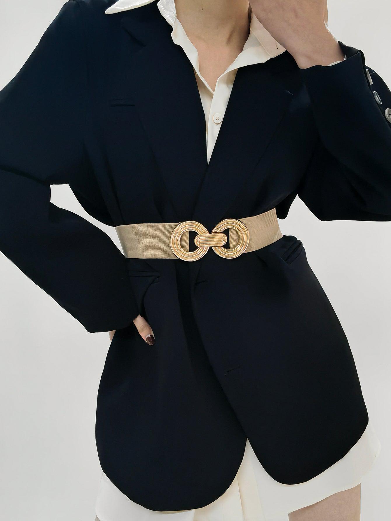 Geometric Buckle Elastic Wide Belt BLUE ZONE PLANET