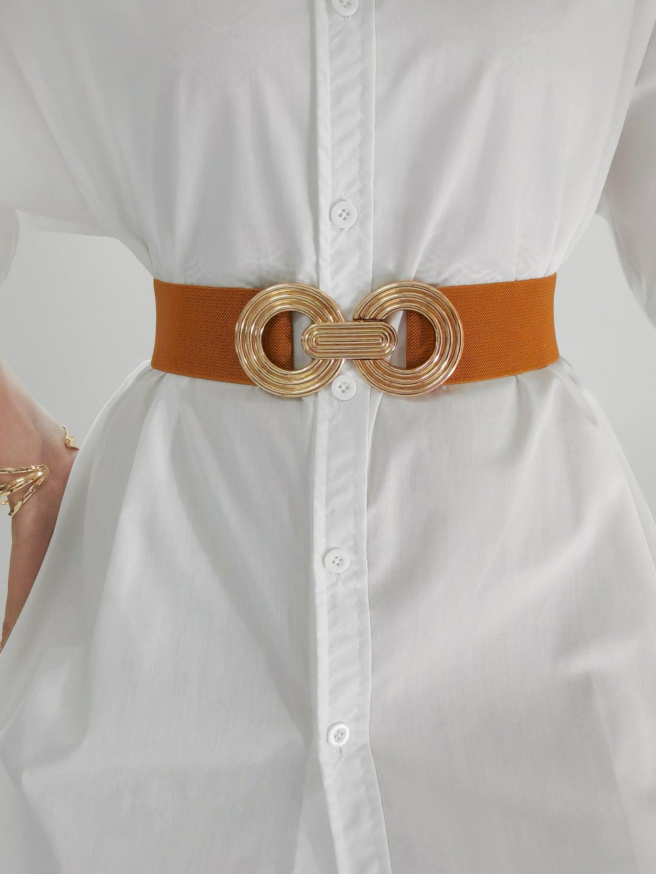 Geometric Buckle Elastic Wide Belt BLUE ZONE PLANET