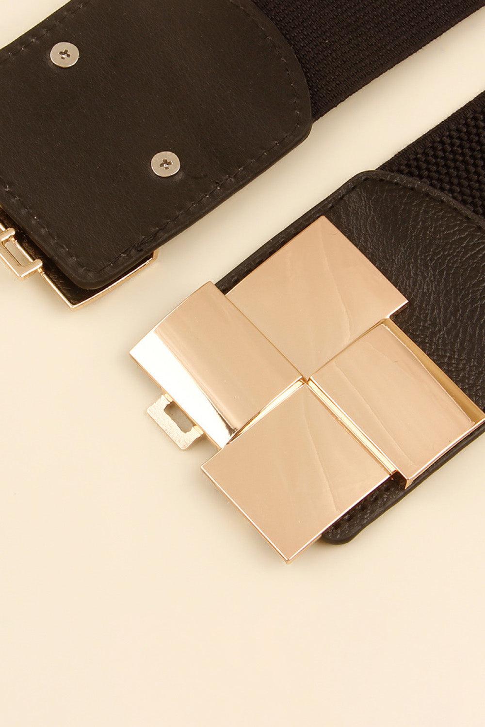 Geometric Buckle Elastic Wide Belt BLUE ZONE PLANET