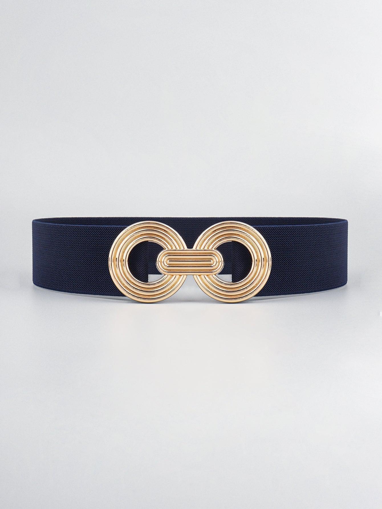 Geometric Buckle Elastic Wide Belt BLUE ZONE PLANET