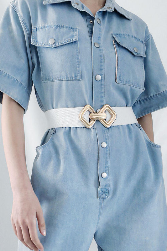 Geometric Buckle Elastic Wide Belt BLUE ZONE PLANET