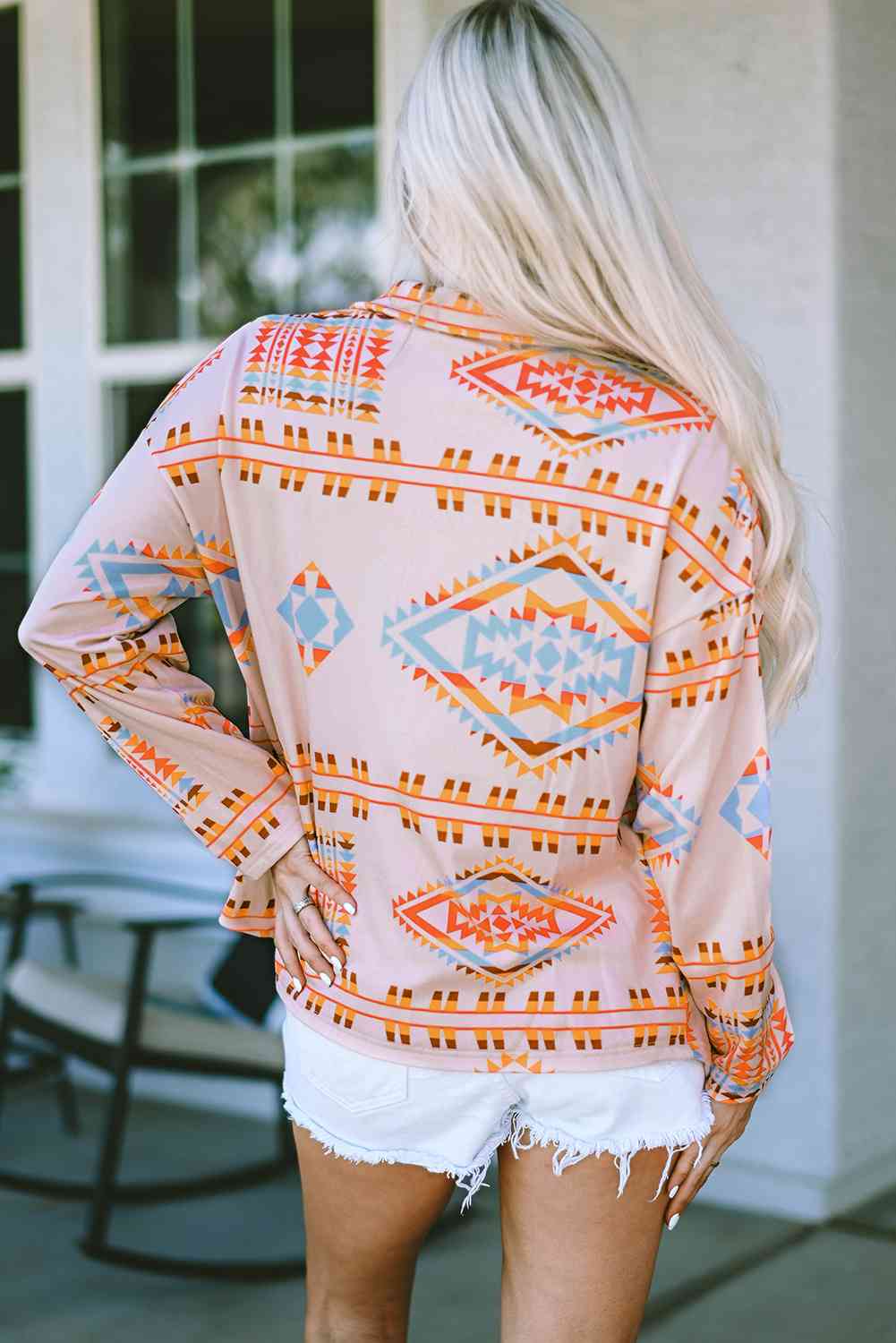 Geometric Long Sleeve Jacket BLUE ZONE PLANET