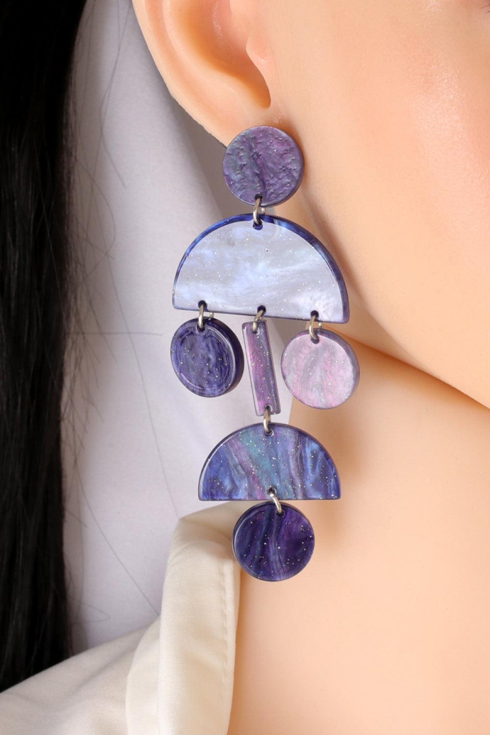 Geometrical Shape Acrylic Dangle Earrings BLUE ZONE PLANET