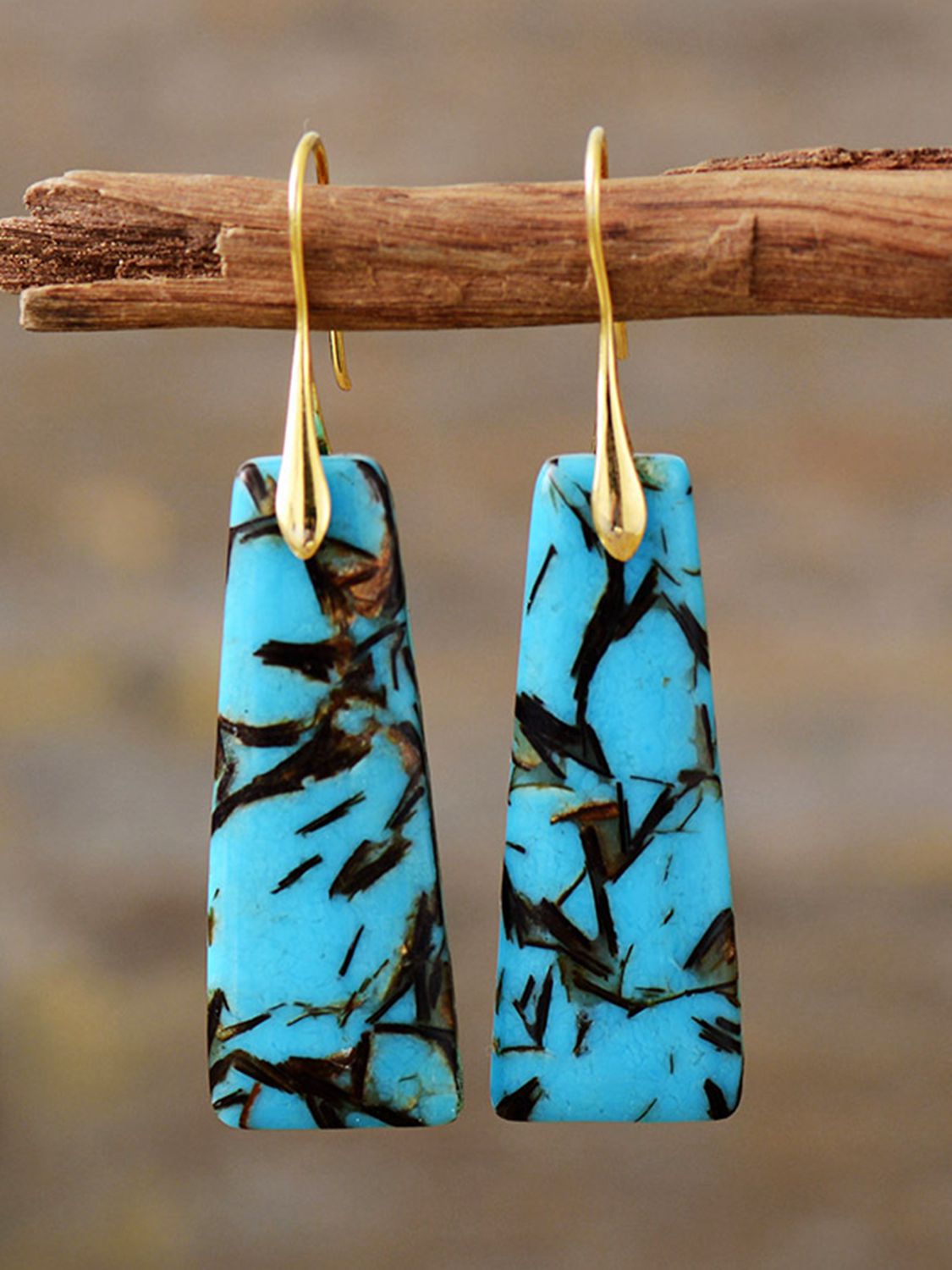 Geometrical Shape Imperial Jasper Dangle Earrings BLUE ZONE PLANET