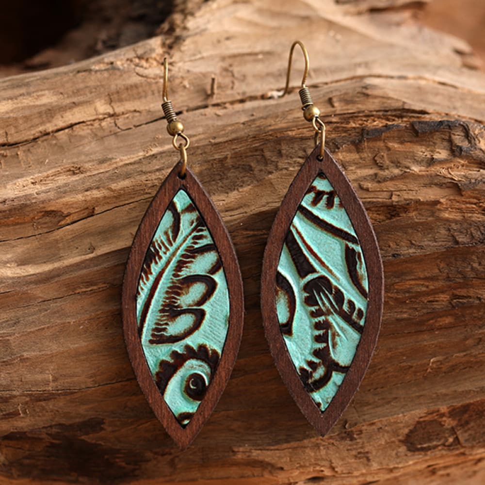 Geometrical Shape Wooden Dangle Earrings BLUE ZONE PLANET