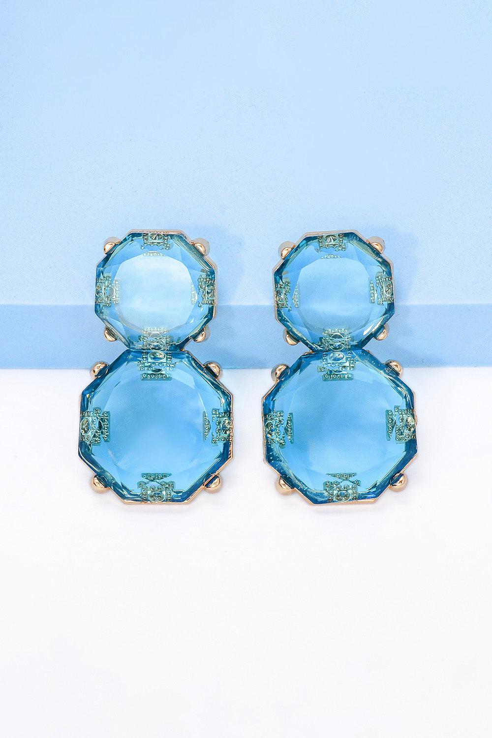 Geometrical Shape Zinc Alloy Frame Dangle Earrings BLUE ZONE PLANET