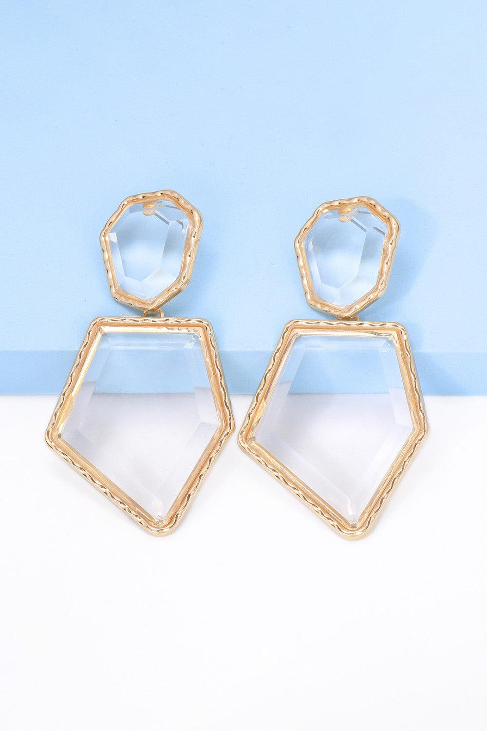 Geometrical Shape Zinc Alloy Frame Resin Dangle Earrings BLUE ZONE PLANET