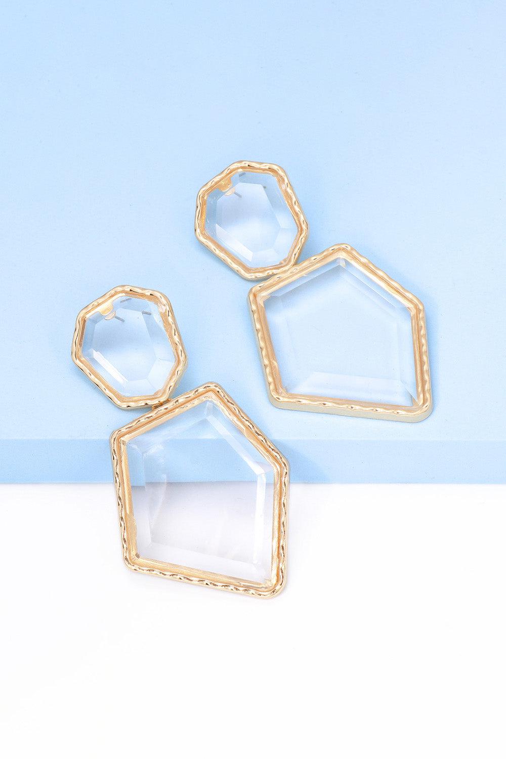 Geometrical Shape Zinc Alloy Frame Resin Dangle Earrings BLUE ZONE PLANET