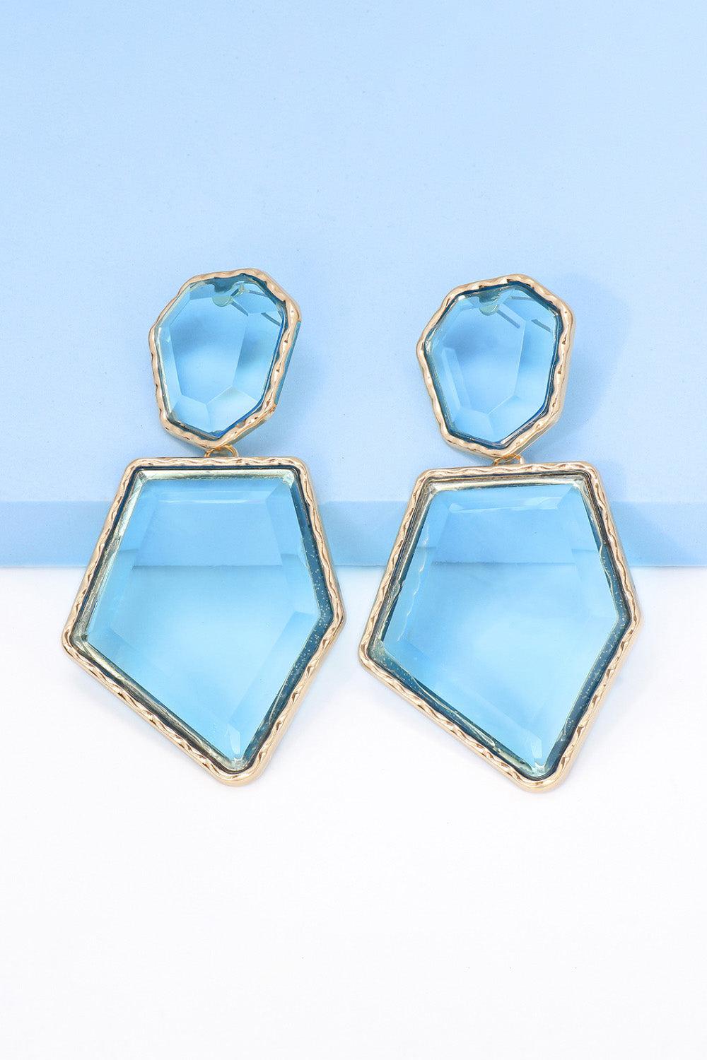 Geometrical Shape Zinc Alloy Frame Resin Dangle Earrings BLUE ZONE PLANET