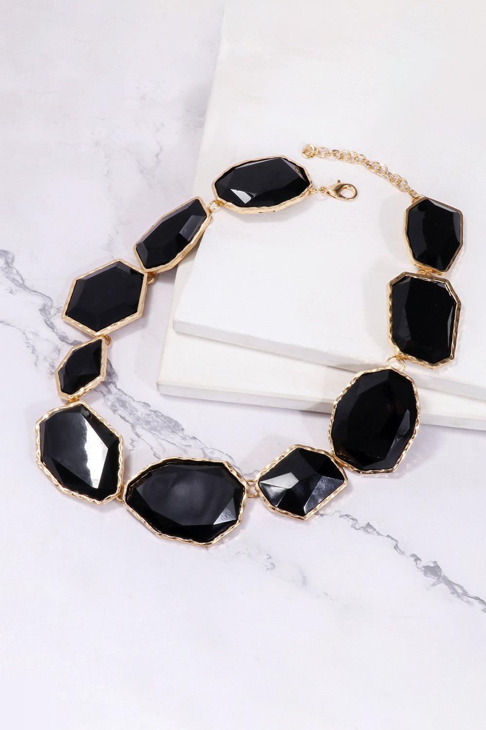 Geometrical Shape Zinc Alloy Frame Resin Necklace BLUE ZONE PLANET