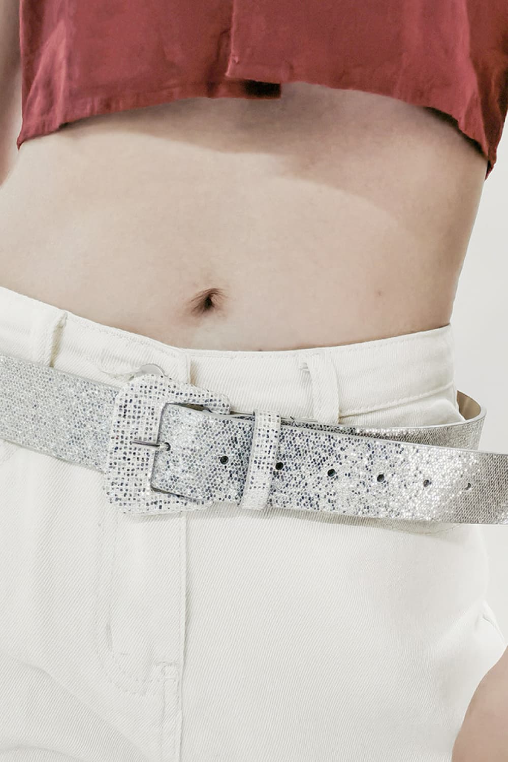 Glitter PU Leather Belt BLUE ZONE PLANET