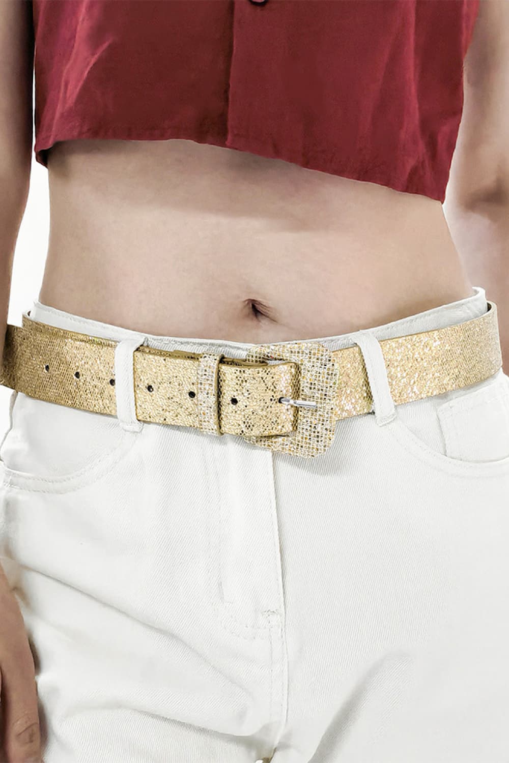 Glitter PU Leather Belt BLUE ZONE PLANET