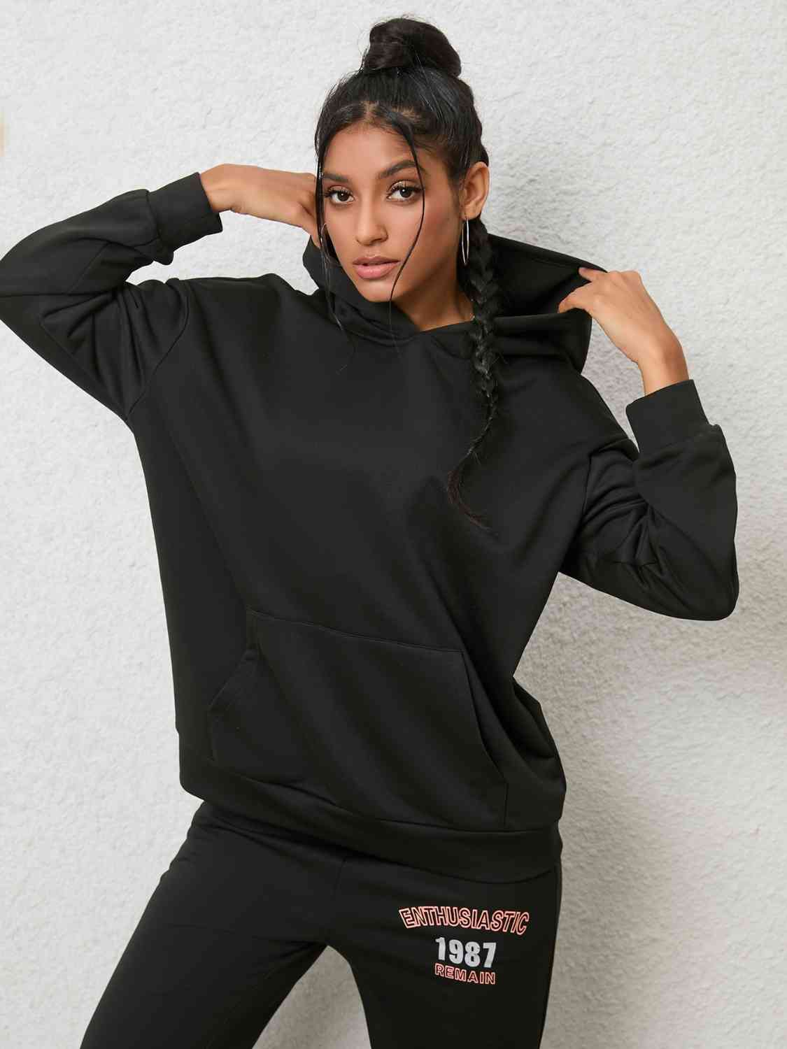 Graphic Hoodie and Sweatpants Set BLUE ZONE PLANET