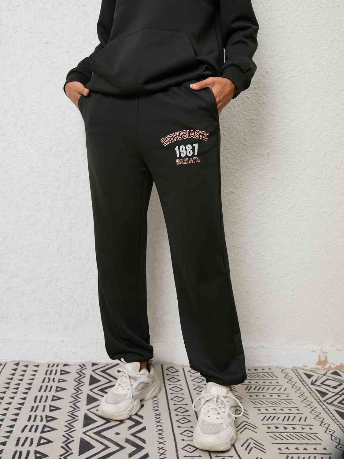 Graphic Hoodie and Sweatpants Set BLUE ZONE PLANET