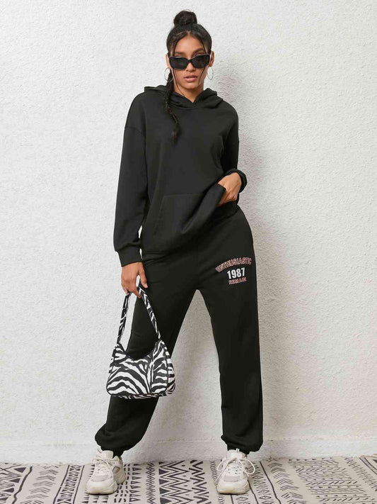 Graphic Hoodie and Sweatpants Set BLUE ZONE PLANET
