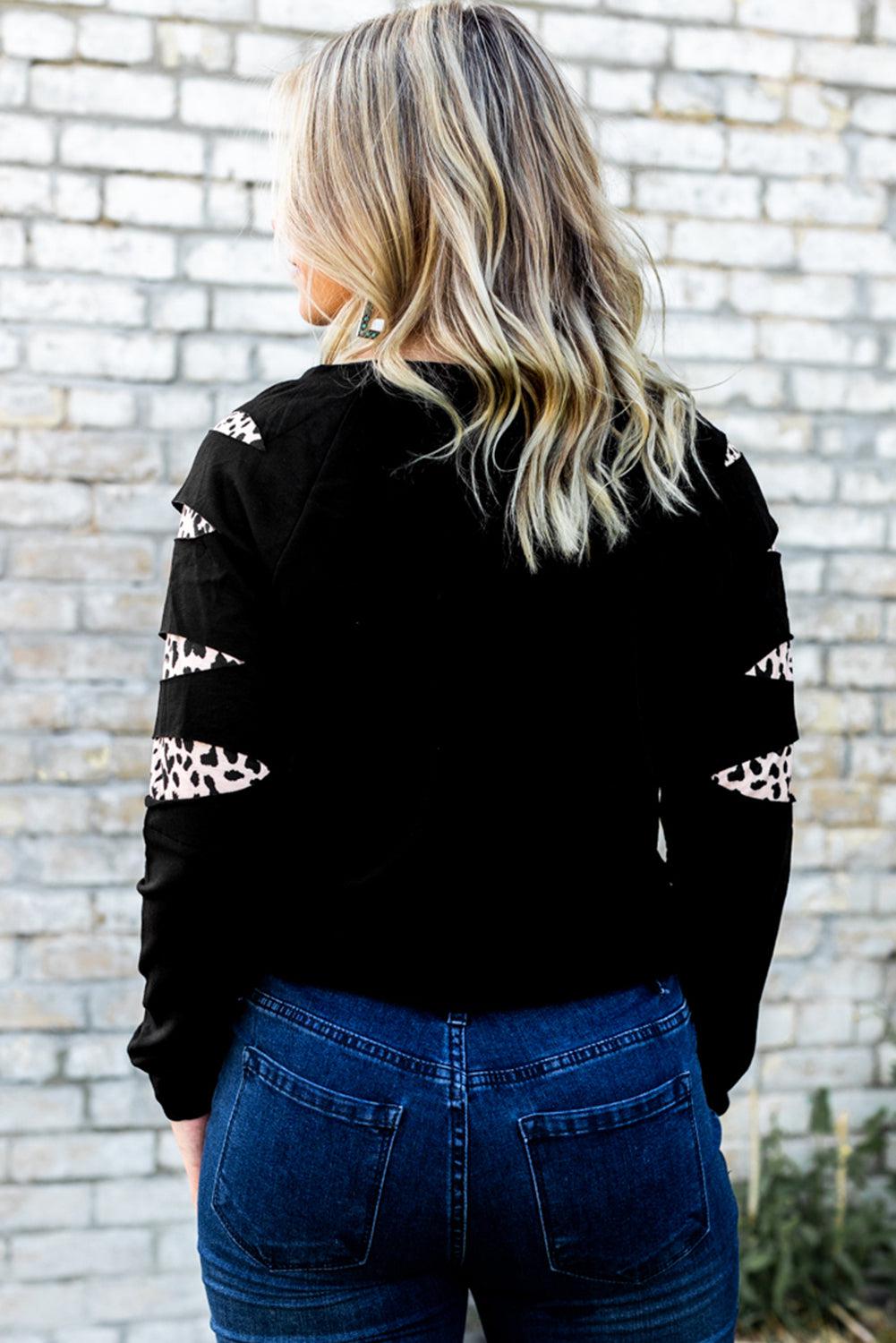 Graphic Leopard Patch Sweatshirt BLUE ZONE PLANET