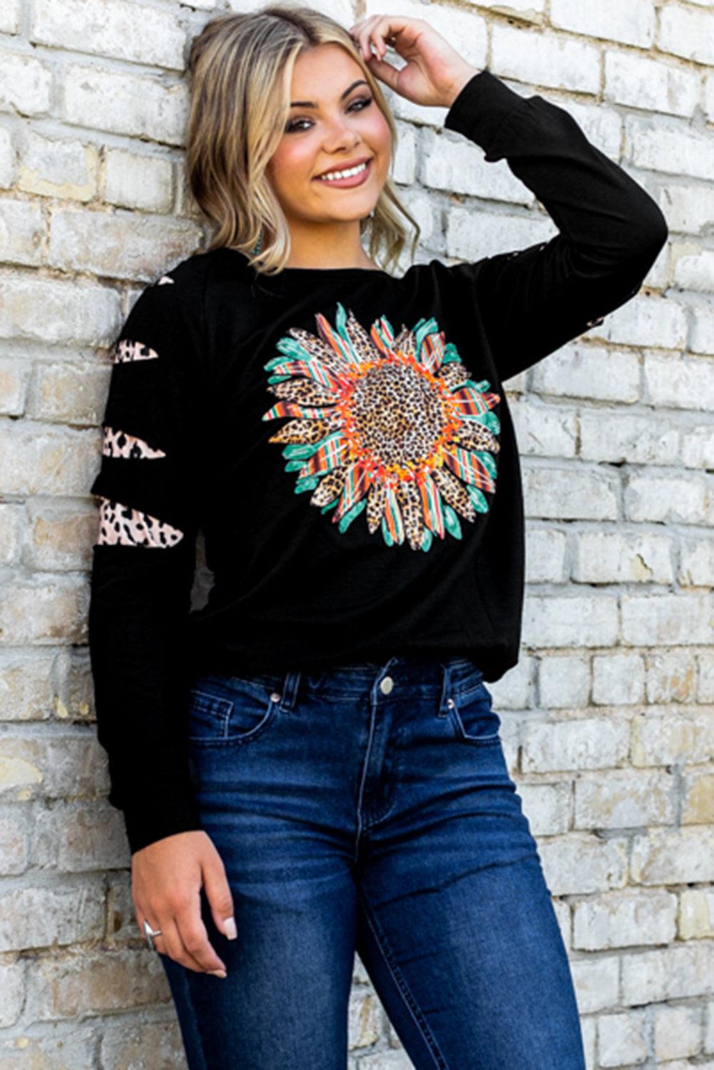 Graphic Leopard Patch Sweatshirt BLUE ZONE PLANET