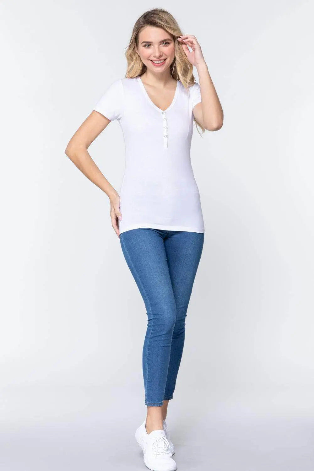 Gratitude Henley Knit Top Blue Zone Planet