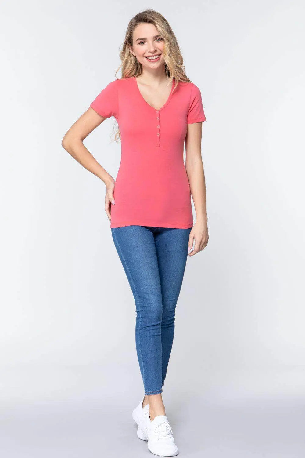 Gratitude Henley Knit Top Blue Zone Planet