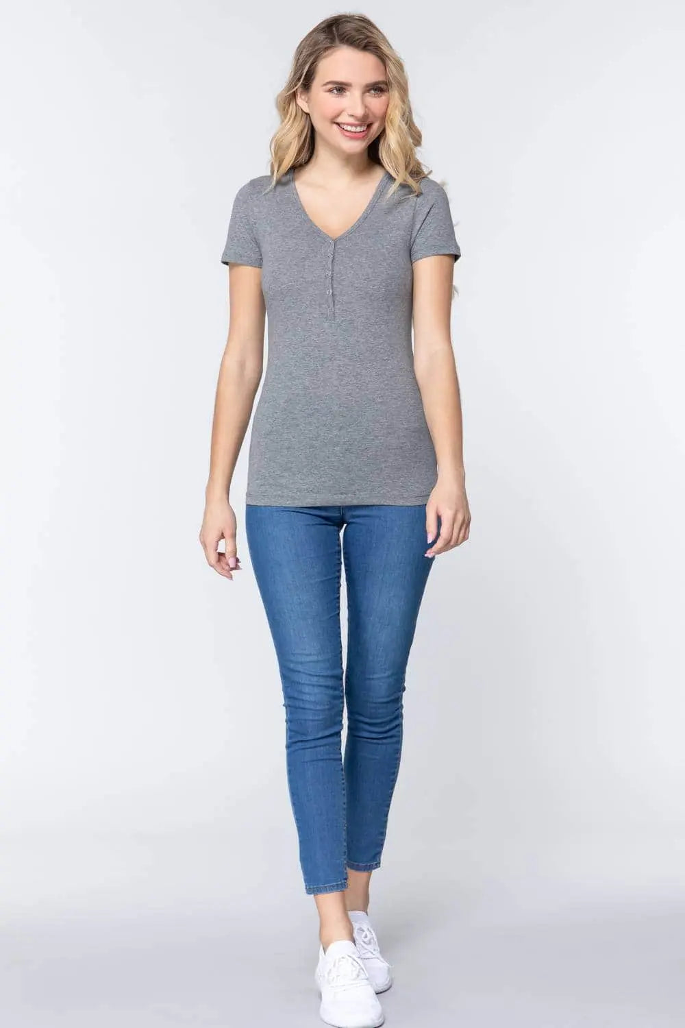 Gratitude Henley Knit Top Blue Zone Planet