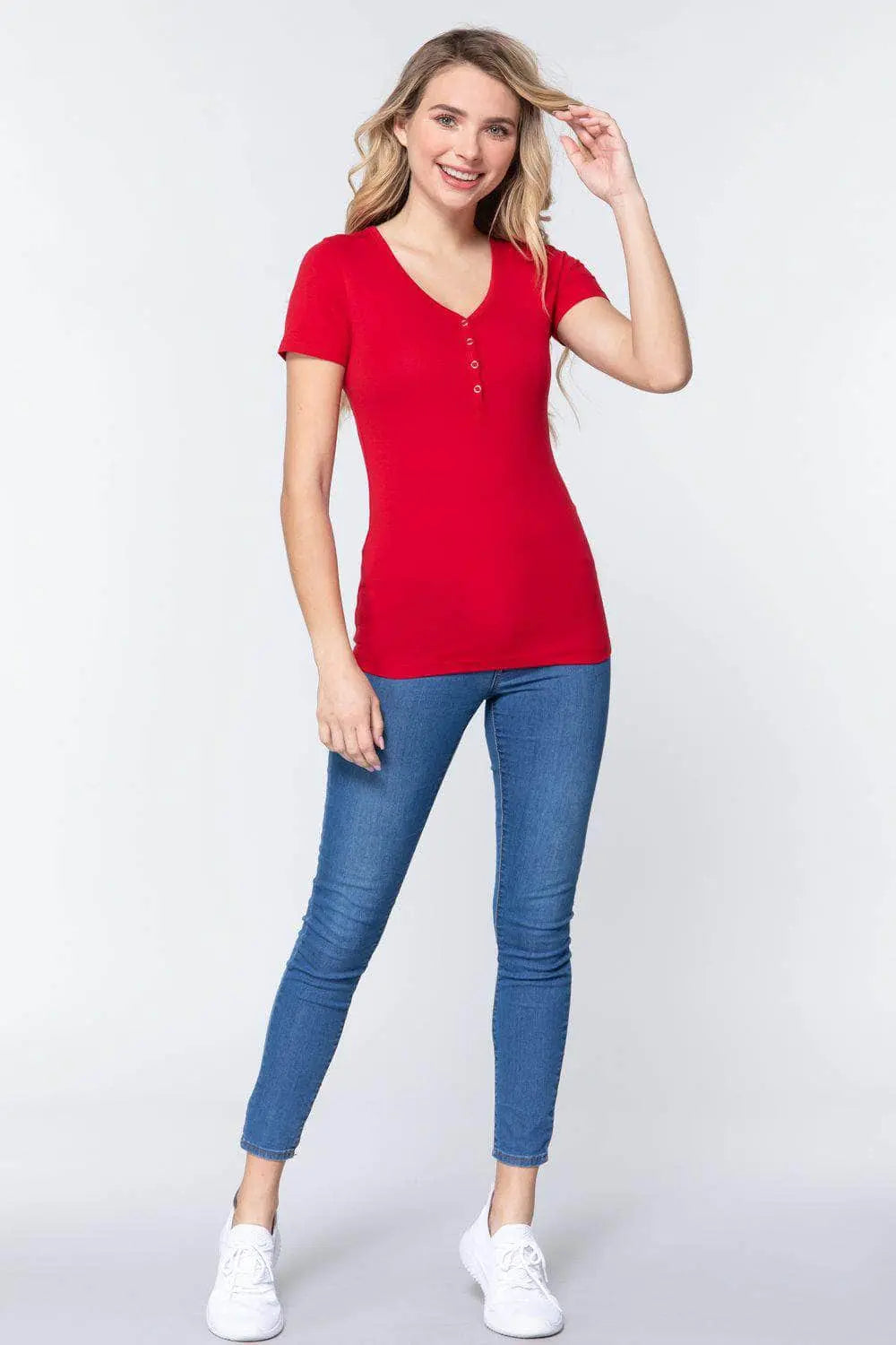 Gratitude Henley Knit Top Blue Zone Planet