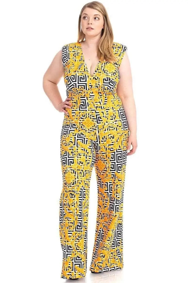 Greek Key Print Formal Jumpsuit Blue Zone Planet