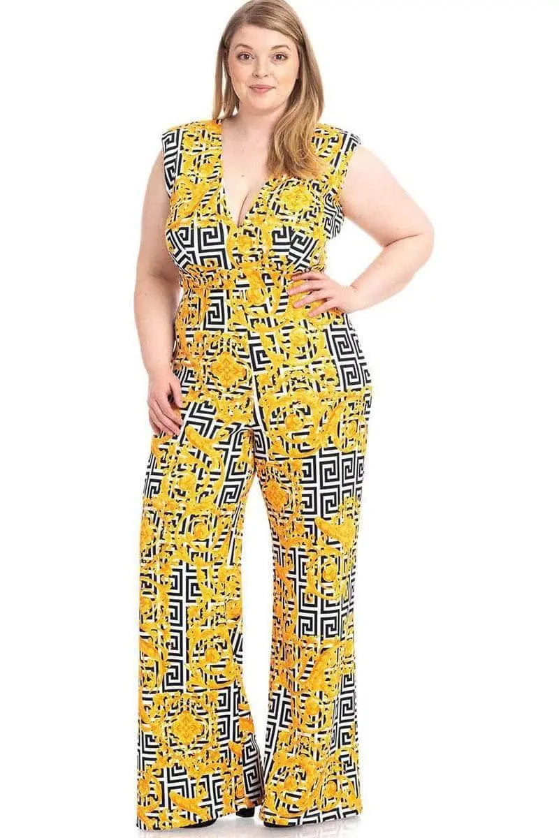 Greek Key Print Formal Jumpsuit Blue Zone Planet