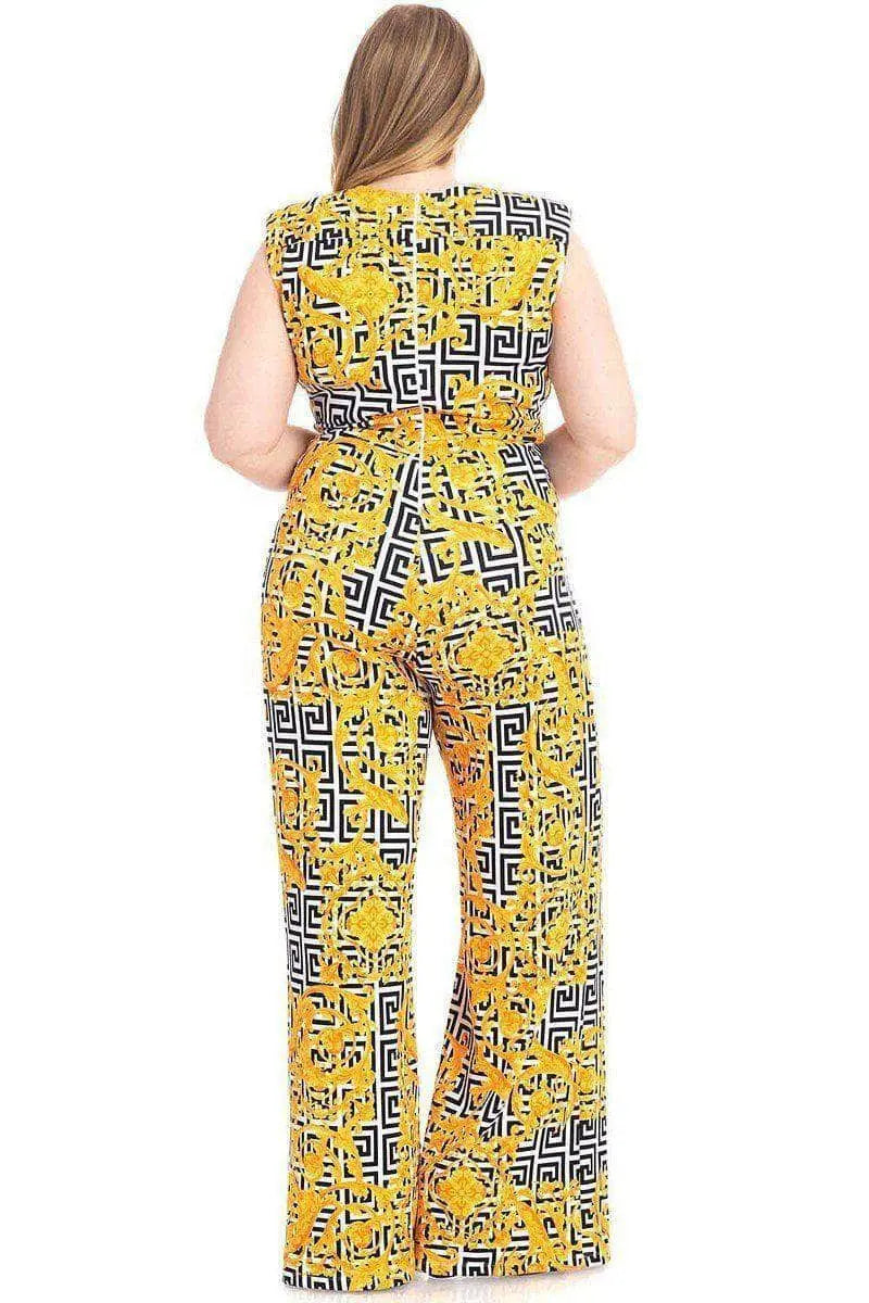 Greek Key Print Formal Jumpsuit Blue Zone Planet