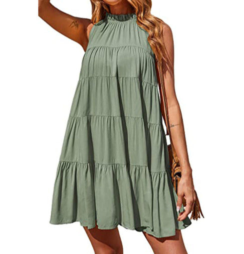 Blue Zone Planet | Ella's Ruched Solid Color Beach Vacation Swing Maxi Dress-TOPS / DRESSES-[Adult]-[Female]-Green-S-2022 Online Blue Zone Planet