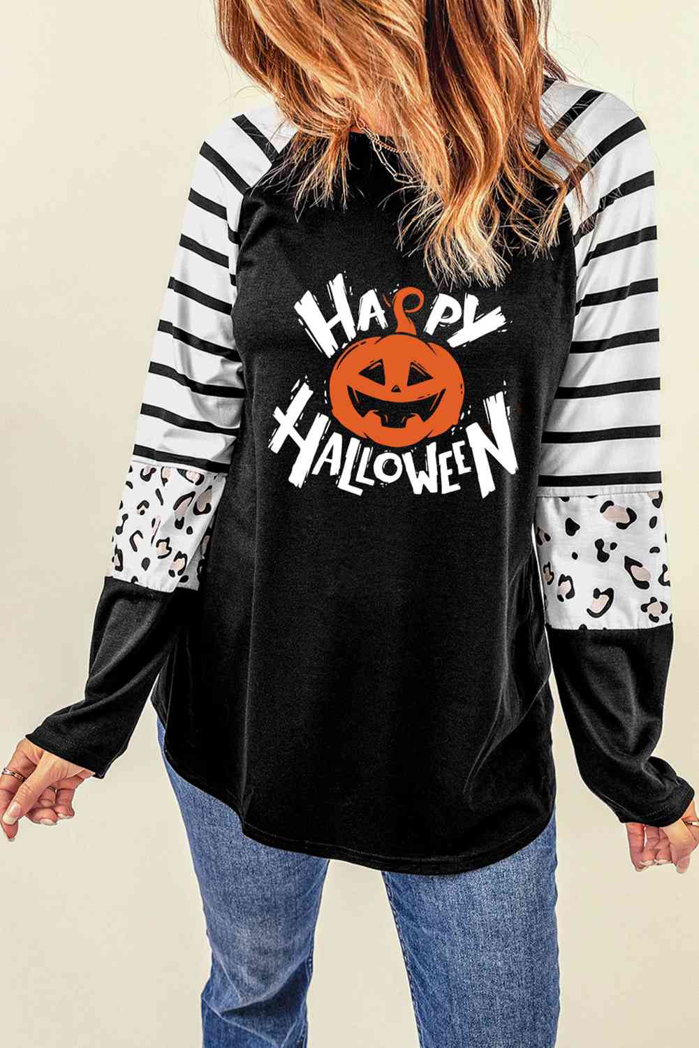 HAPPY HALLOWEEN Graphic Long Sleeve T-Shirt BLUE ZONE PLANET