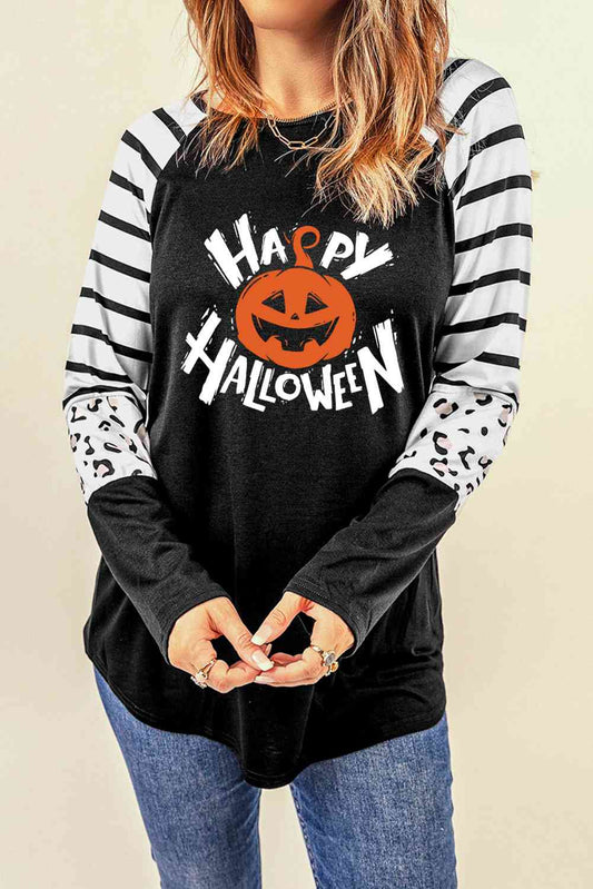 HAPPY HALLOWEEN Graphic Long Sleeve T-Shirt BLUE ZONE PLANET
