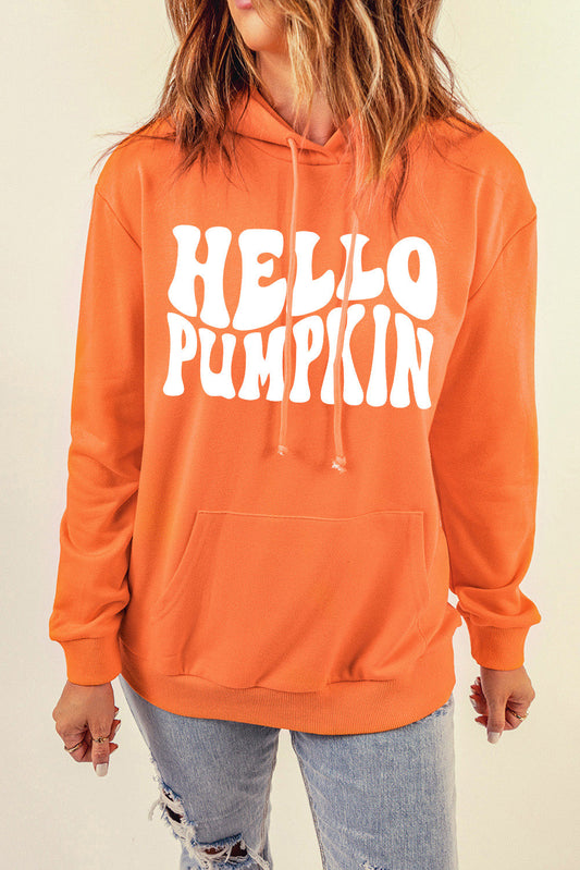 HELLO PUMPKIN Graphic Hoodie with Pocket BLUE ZONE PLANET