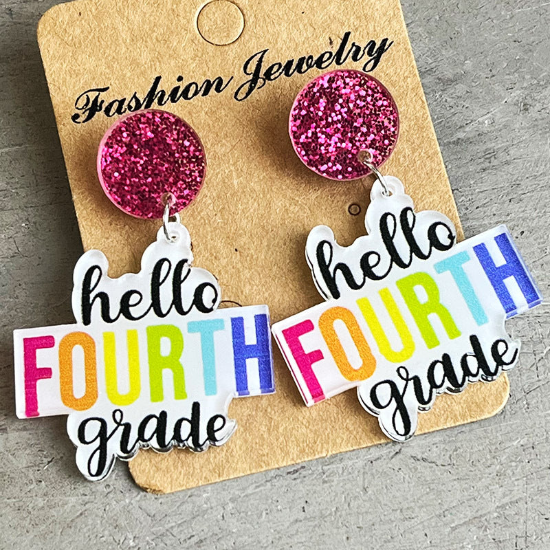 HELLO SECOND GRADE Acrylic Dangle Earrings BLUE ZONE PLANET