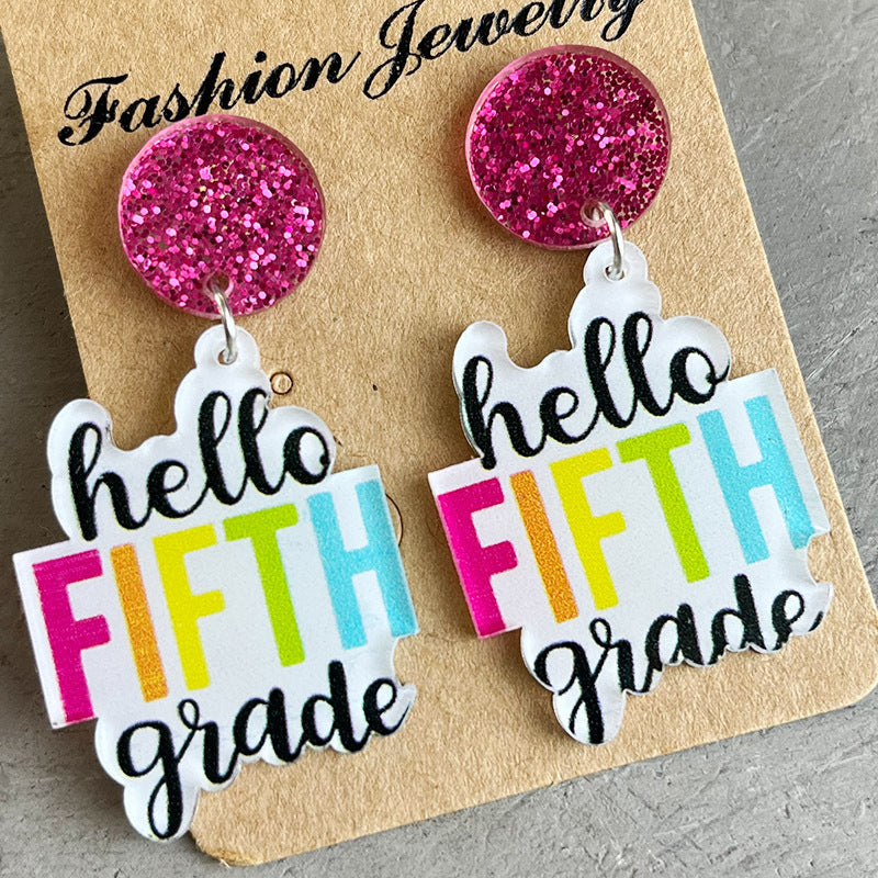 HELLO SECOND GRADE Acrylic Dangle Earrings BLUE ZONE PLANET