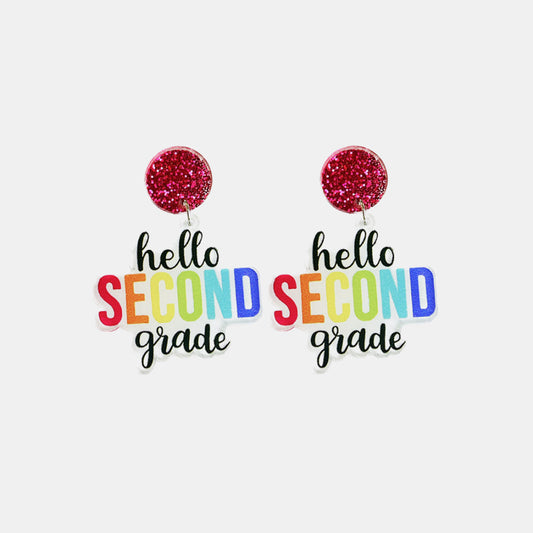 HELLO SECOND GRADE Acrylic Dangle Earrings BLUE ZONE PLANET