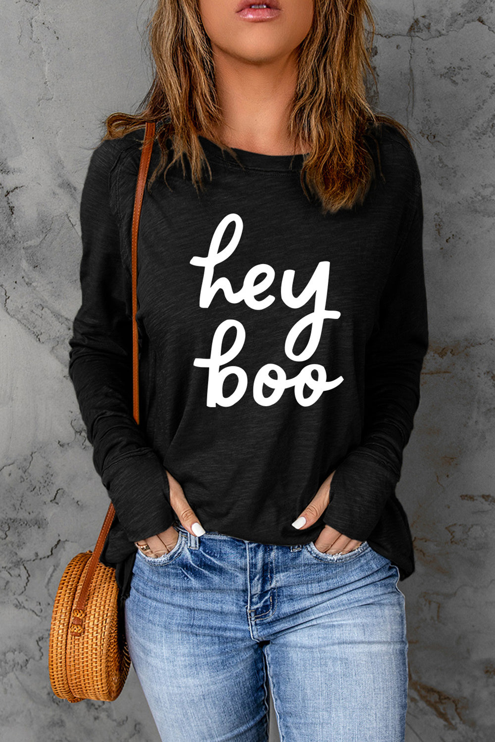 HEY BOO Graphic Round Neck T-Shirt BLUE ZONE PLANET