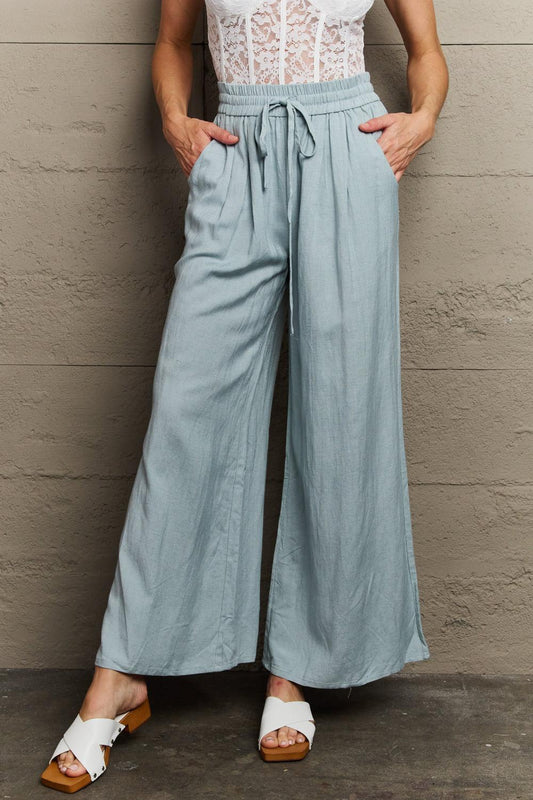 HEYSON More For You Wide Leg Pants-BOTTOMS SIZES SMALL MEDIUM LARGE-[Adult]-[Female]-Air Force Blue-S-2022 Online Blue Zone Planet