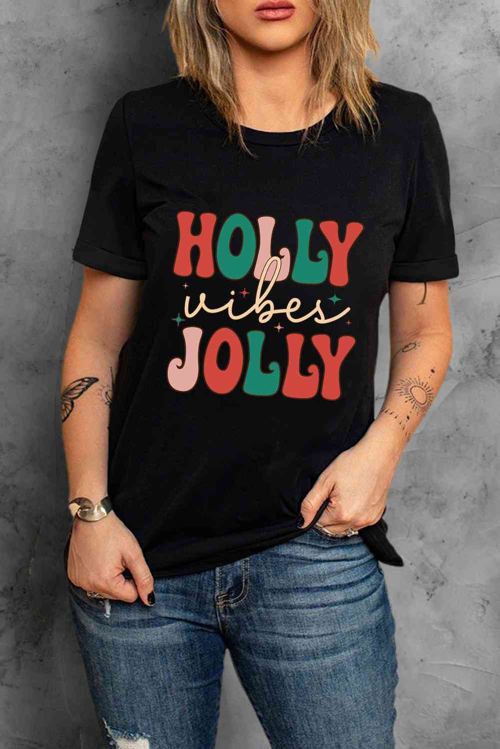 HOLLY JOLLY Graphic Short Sleeve T-Shirt BLUE ZONE PLANET