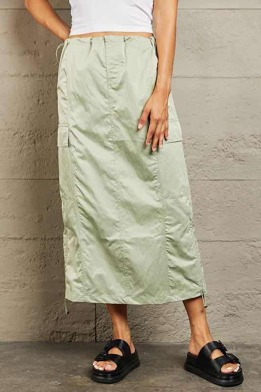HYFVE Just In Time High Waisted Cargo Midi Skirt BLUE ZONE PLANET