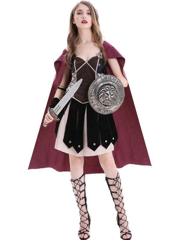 Halloween Costume Medieval Roman Spartan Woman Warrior BLUE ZONE PLANET