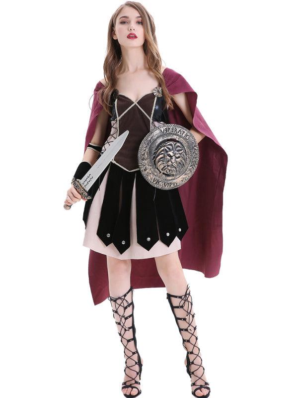 Halloween Costume Medieval Roman Spartan Woman Warrior BLUE ZONE PLANET