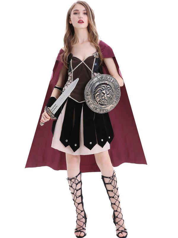 Halloween Costume Medieval Roman Spartan Woman Warrior BLUE ZONE PLANET