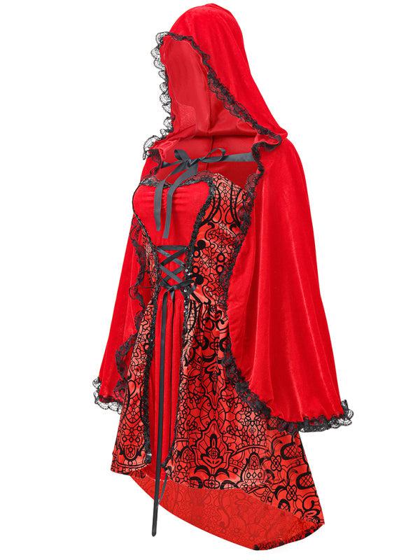 Halloween Jacquard Cape Little Red Riding Hood Costume Large BLUE ZONE PLANET