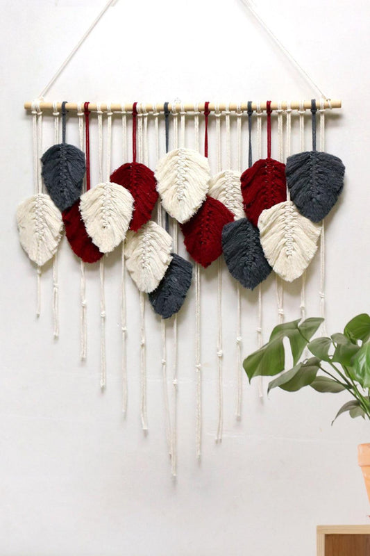 Hand-Woven Feather Macrame Wall Hanging BLUE ZONE PLANET